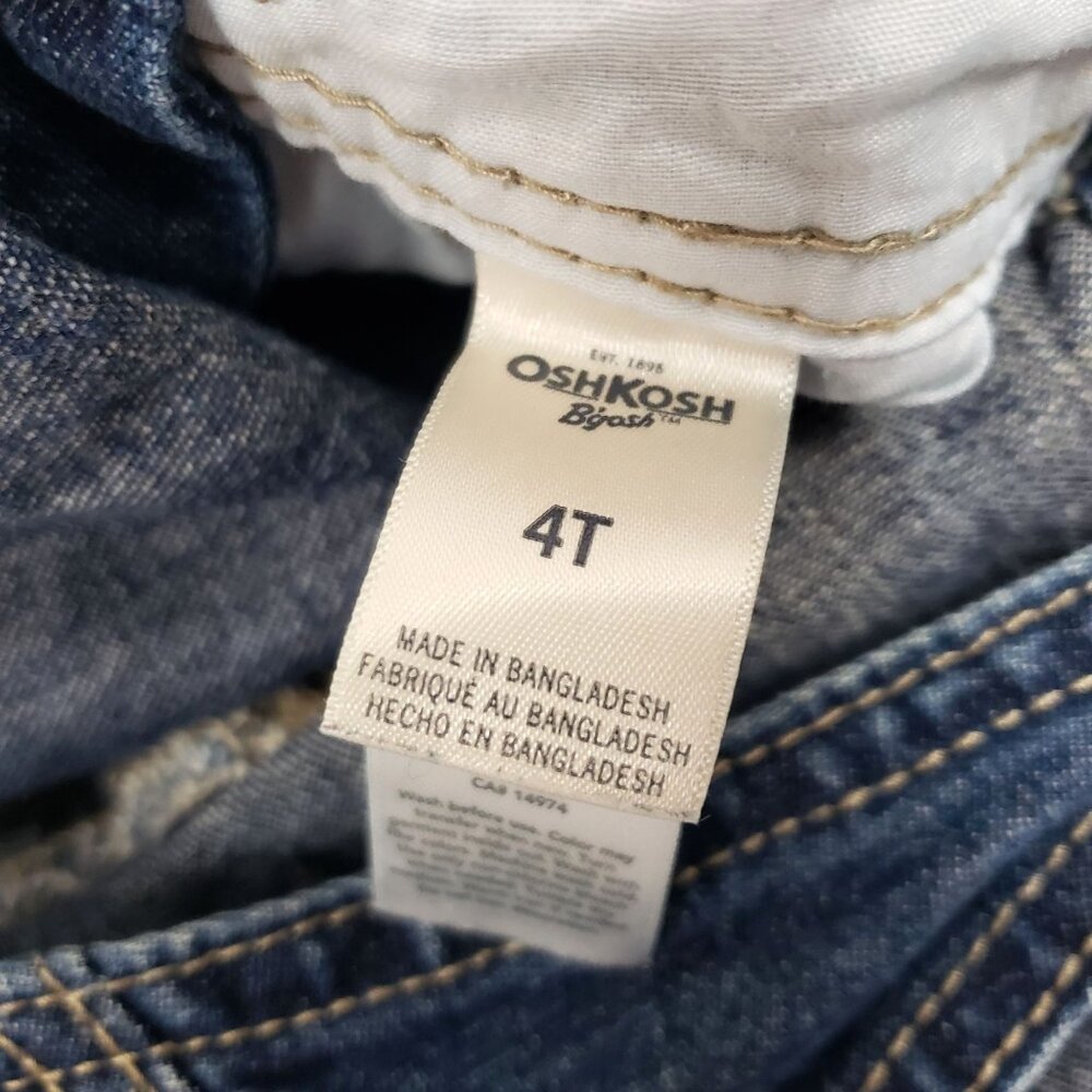 Oshkosh Boys Blue Denim Vestbak Shortalls Carpenter Size 4T - Picture 6 of 10
